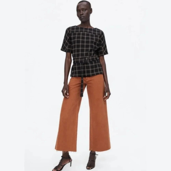 Zara Belted Plaid Top - Picture 6 of 8